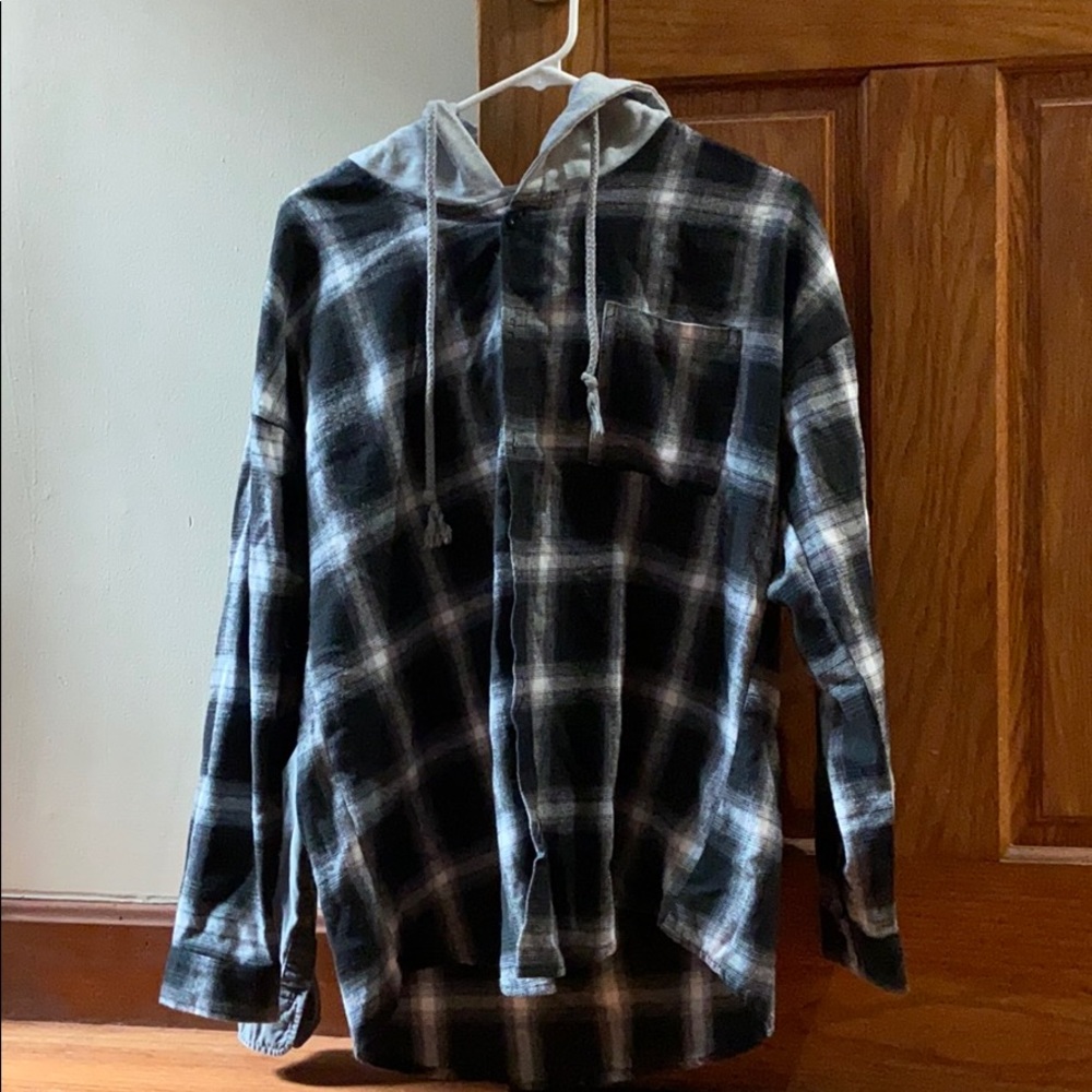 Button Up Flannel Hoodie